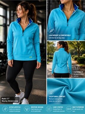 Under Armour Women's Bright Turquoise Quarter-Zip Pullover
